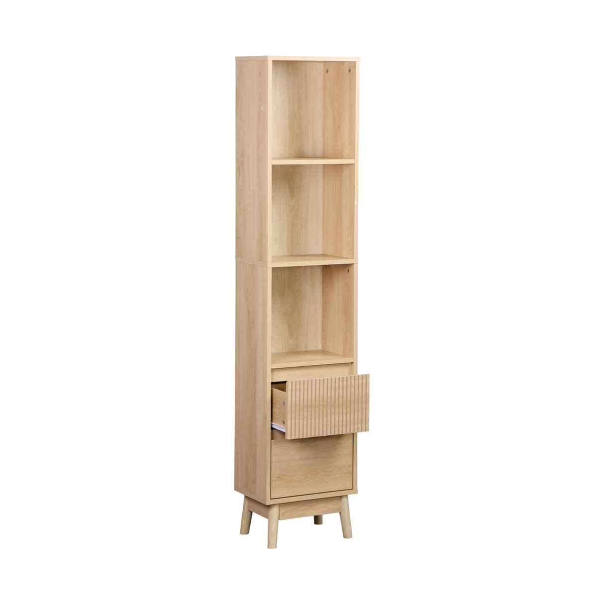 Colonne de rangement décor bois 3 étagères 2 tiroirs LINEAR naturel, SWEEEK