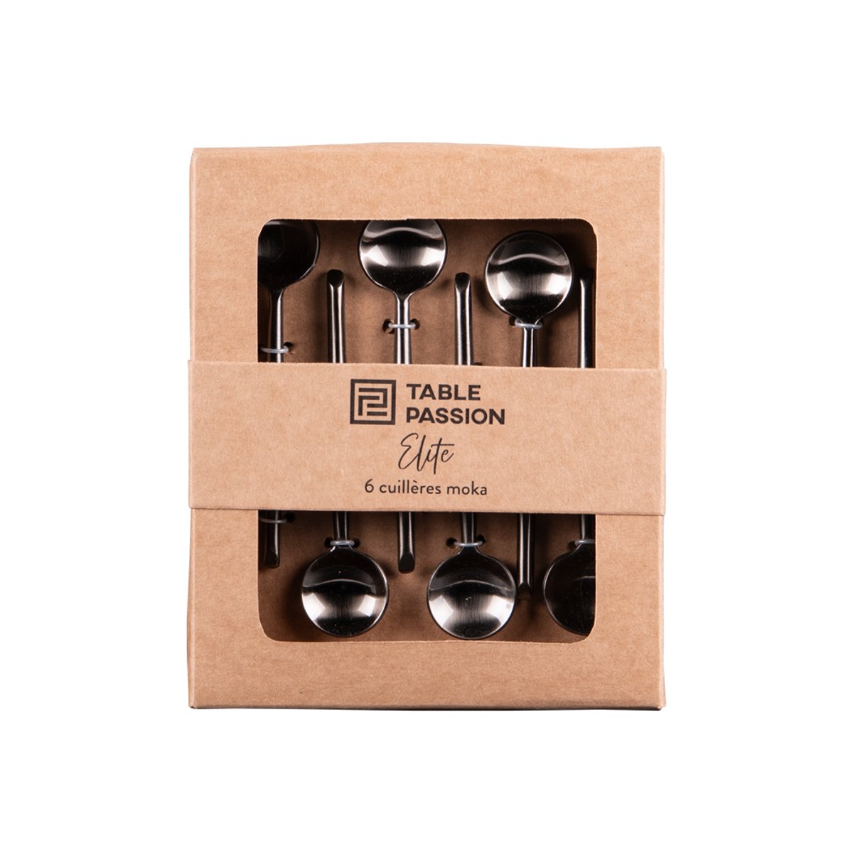 Coffret de 6 cuillères moka Gun Elite gris, TABLE PASSION