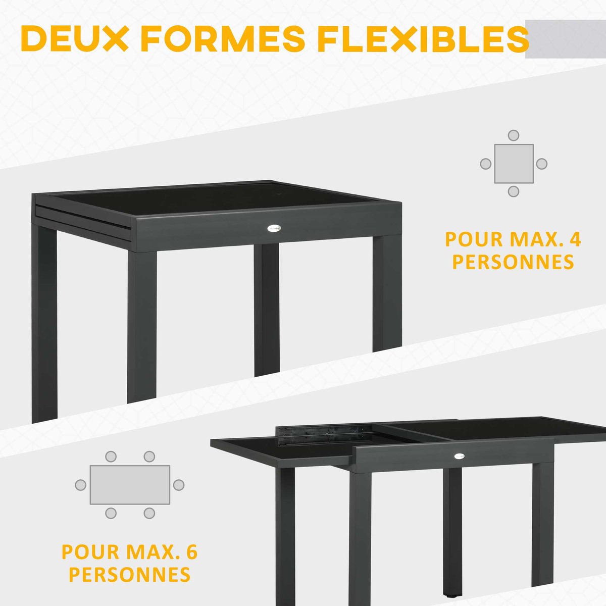 Table de salle à manger d'extérieur noir, OUTSUNNY