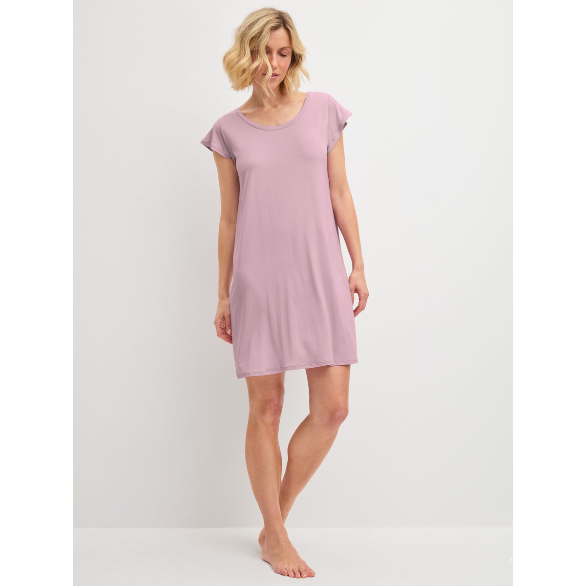 Chemise de nuit à manches courtes, longueur 90 cm manches courtes Modal DEEPSLEEPWEAR BALANCING dawn pink, CALIDA