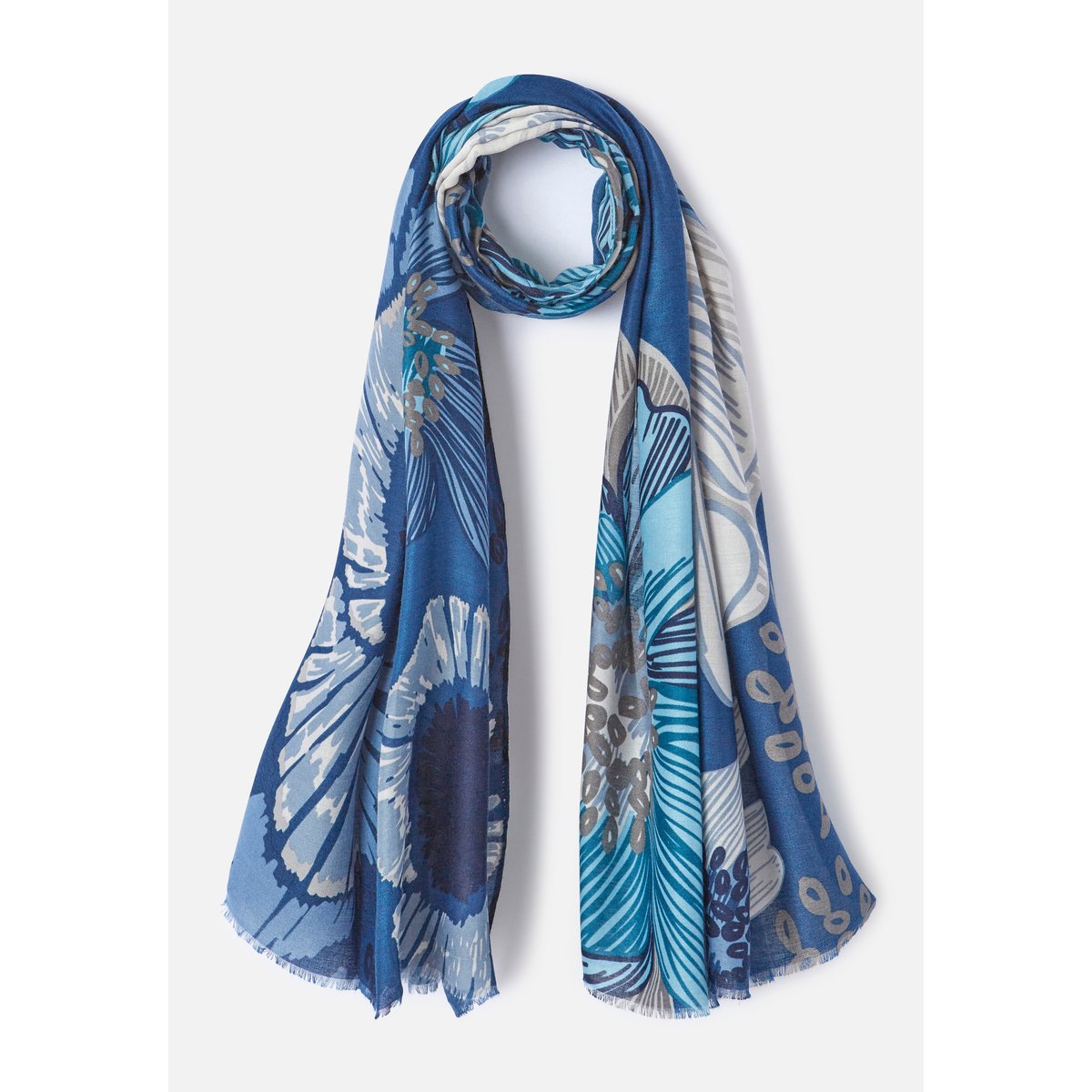 Foulard motif grandes fleurs bleu fleuri, DAMART