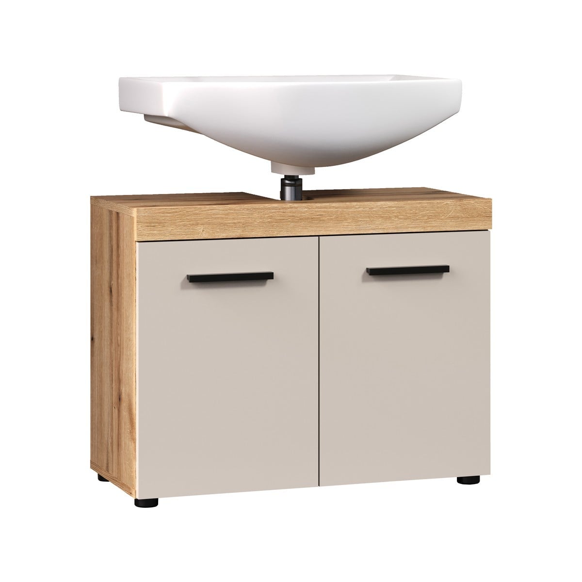 Meuble sous vasque 2 portes décor - MINA beige, CALICOSY