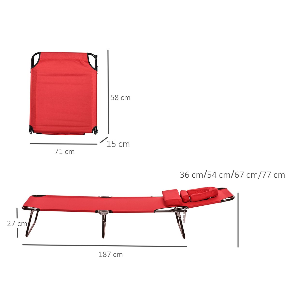 Chaise longue Acier Marron rouge, OUTSUNNY