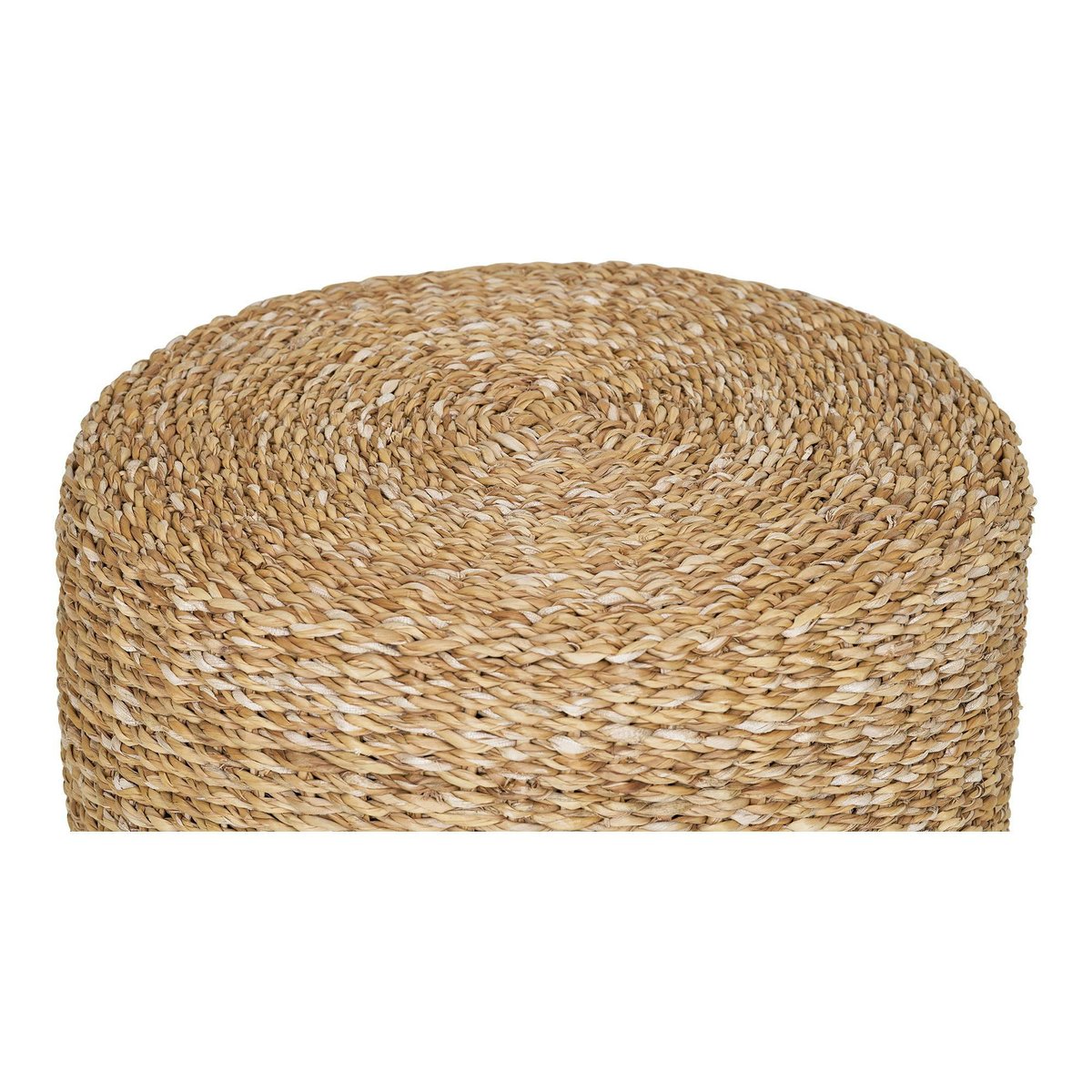Pouf rond en jonc de mer, style bohème BRUGES beige, PIER IMPORT