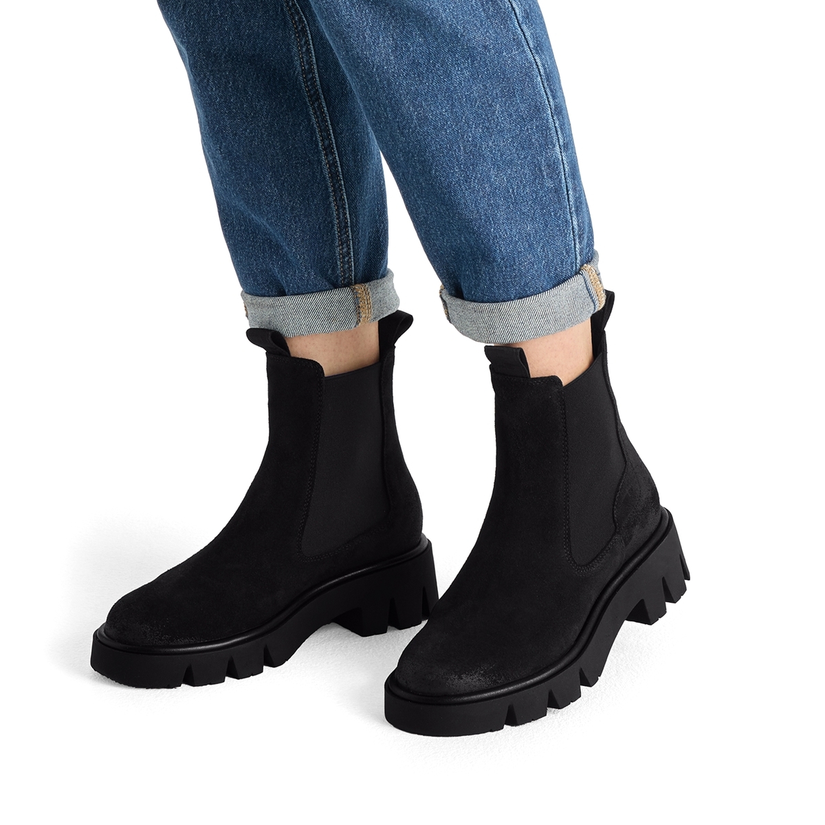 Bottine Chelsea en cuir noir, TAMARIS