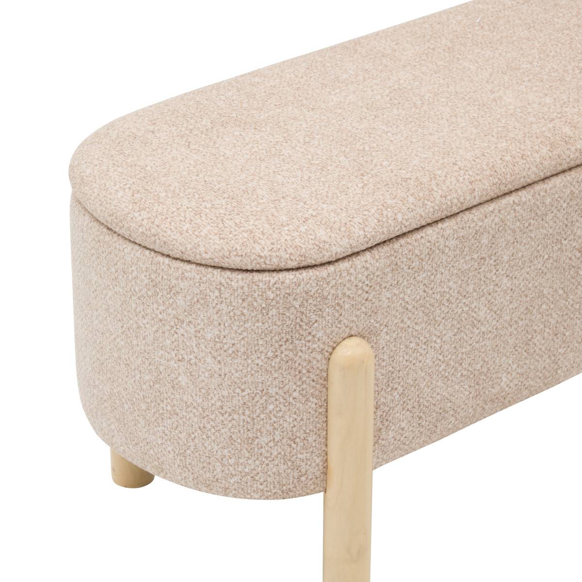 Banc coffre ovale 1 place en pin MUKA beige, ATMOSPHERA