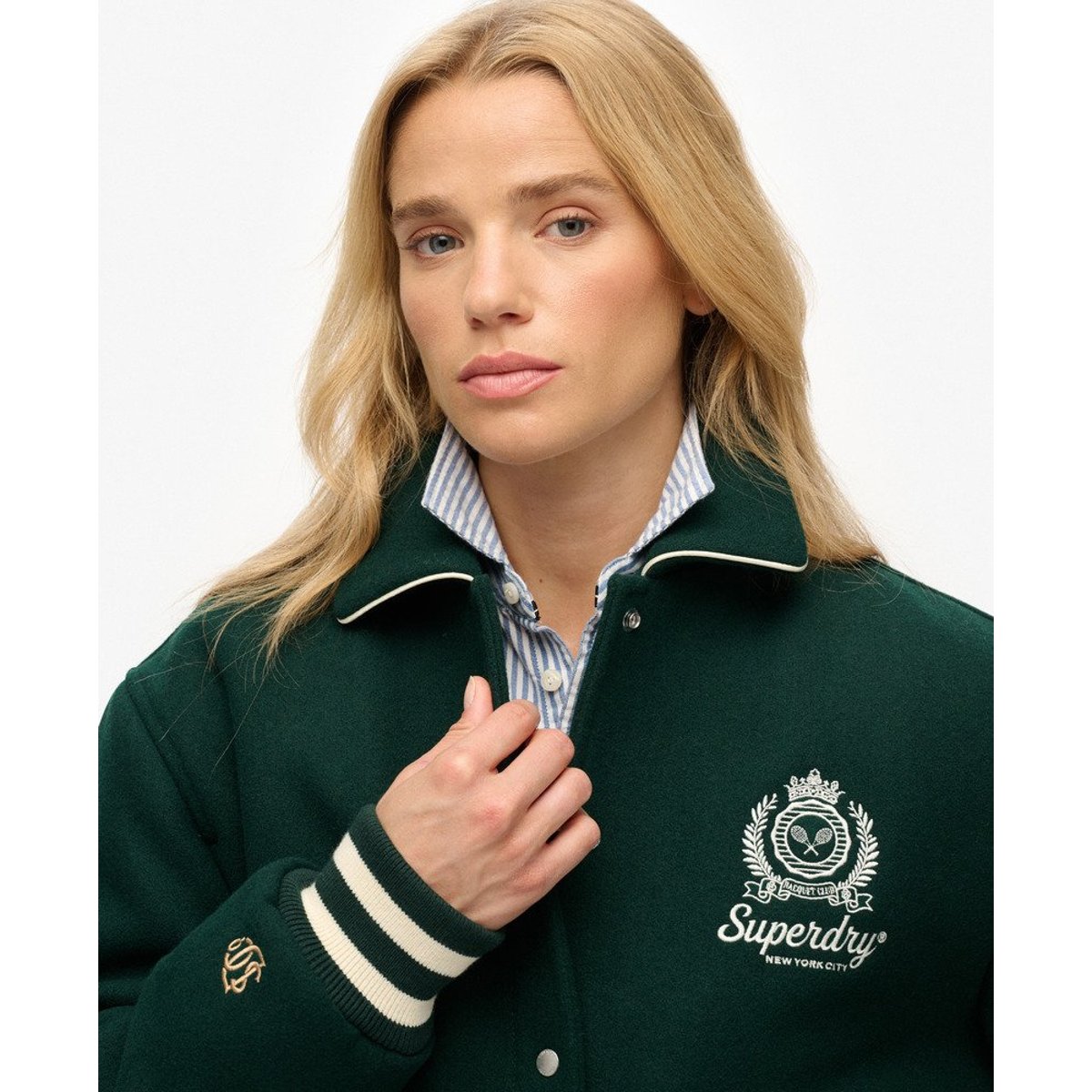 Bomber Country Club en Mélange de Laine vert émail, SUPERDRY