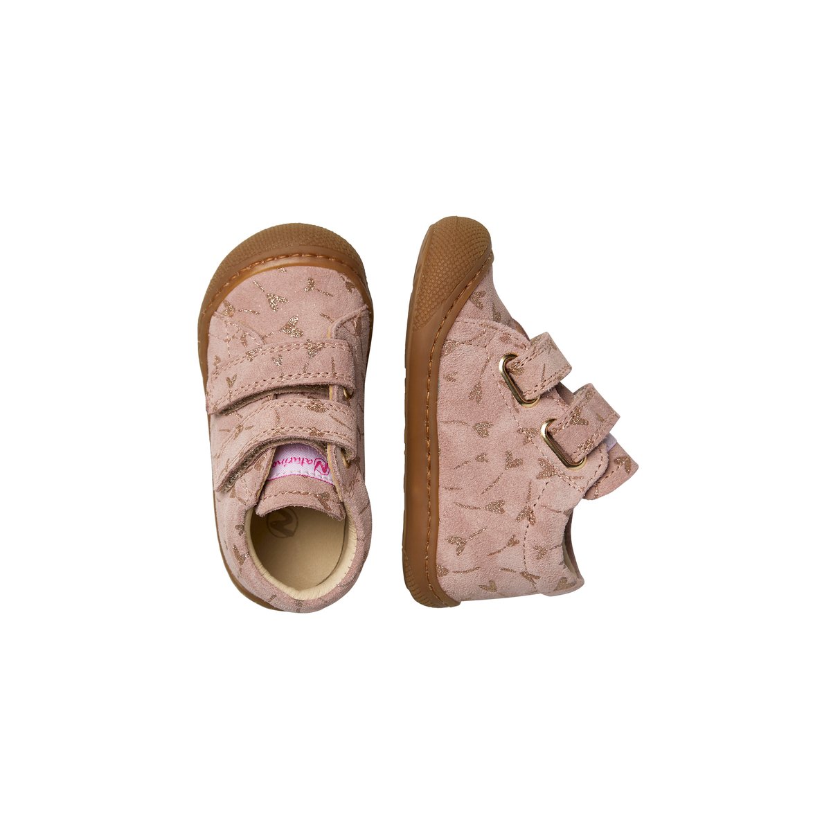 Chaussures premiers pas en suède COCOON VL rose-platine, NATURINO