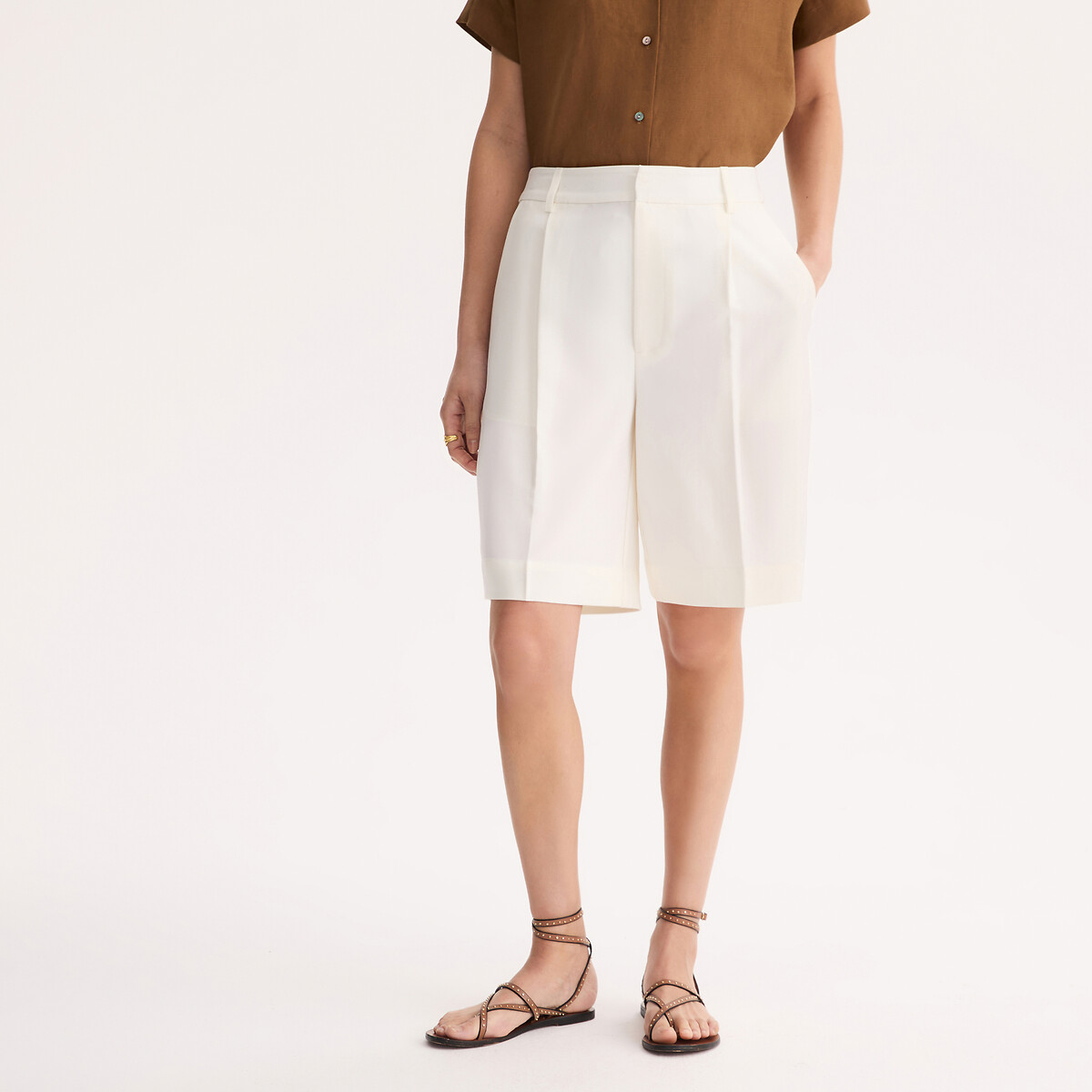 Bermuda taille haute ecru, ANNE WEYBURN