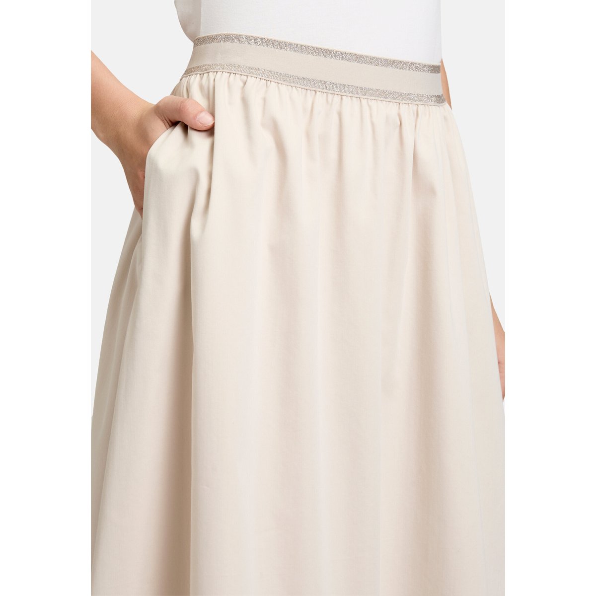 Jupe longueur midi à taille élastique gris, BETTY & CO