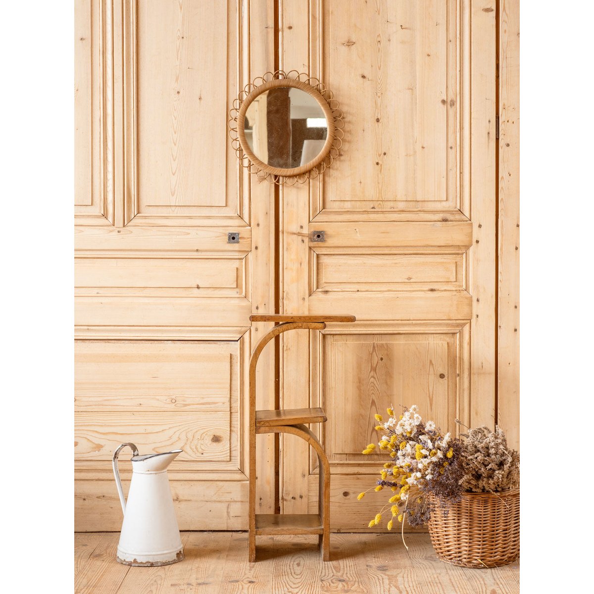 Étagère en rotin Gaëlle N°1472 - Bon état bois foncé, DEBONGOUT