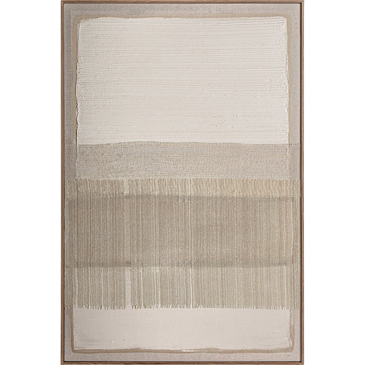 Tableau abstrait contemporain sur toile beige clair naturel et blanc cassé, RECOLLECTION