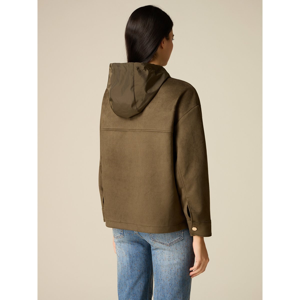 Veste à capuche et zip verde militare, OLTRE