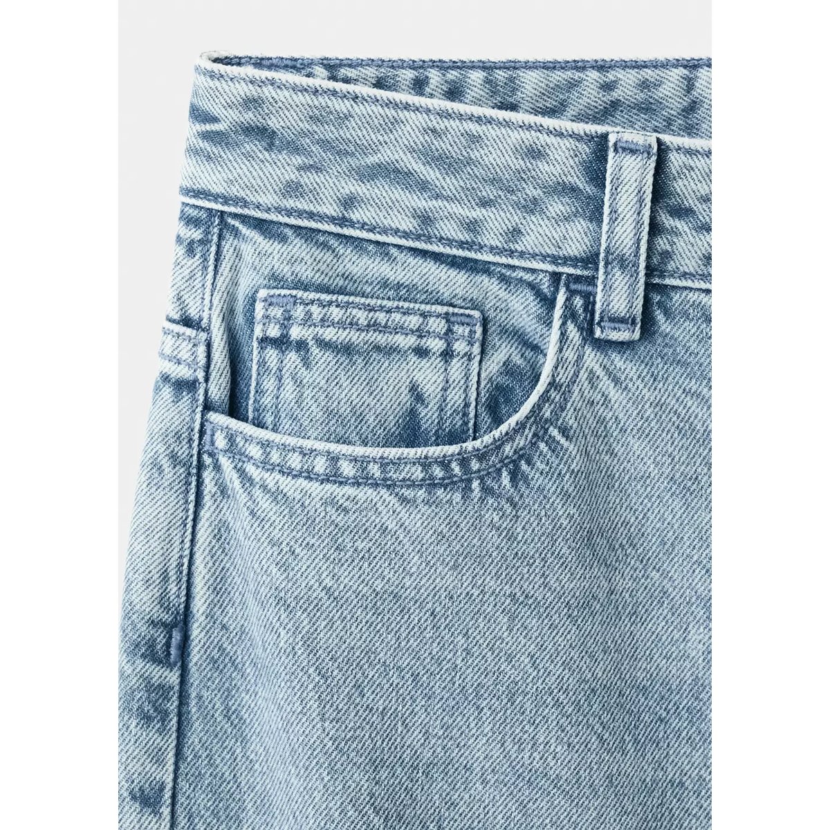 Jean wide leg coutures et clous bleu moyen, MANGO TEEN