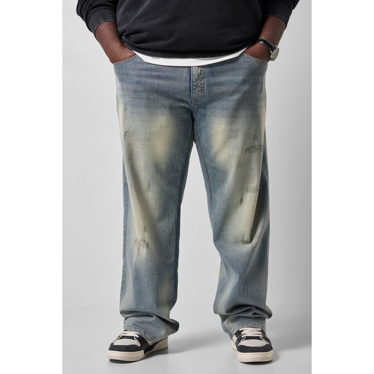 Jean en denim délavé jean blanchi, STHUGE