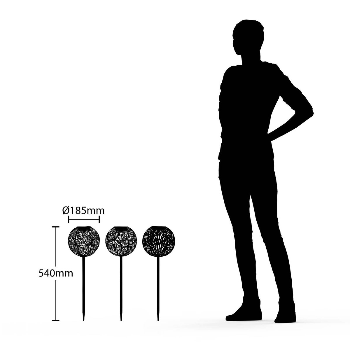 Lampe solaire en métalLED, Vilani argenté, brossé, LINDBY