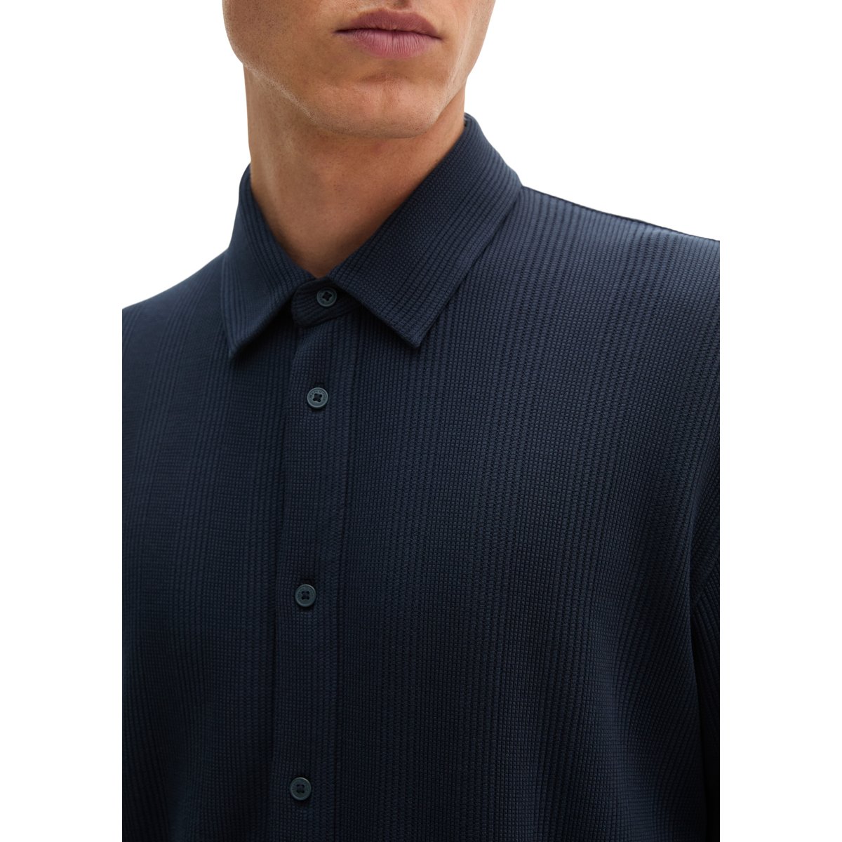 Chemise en jersey coupe classique avec une structure finement côtelée bleu, MARC O'POLO