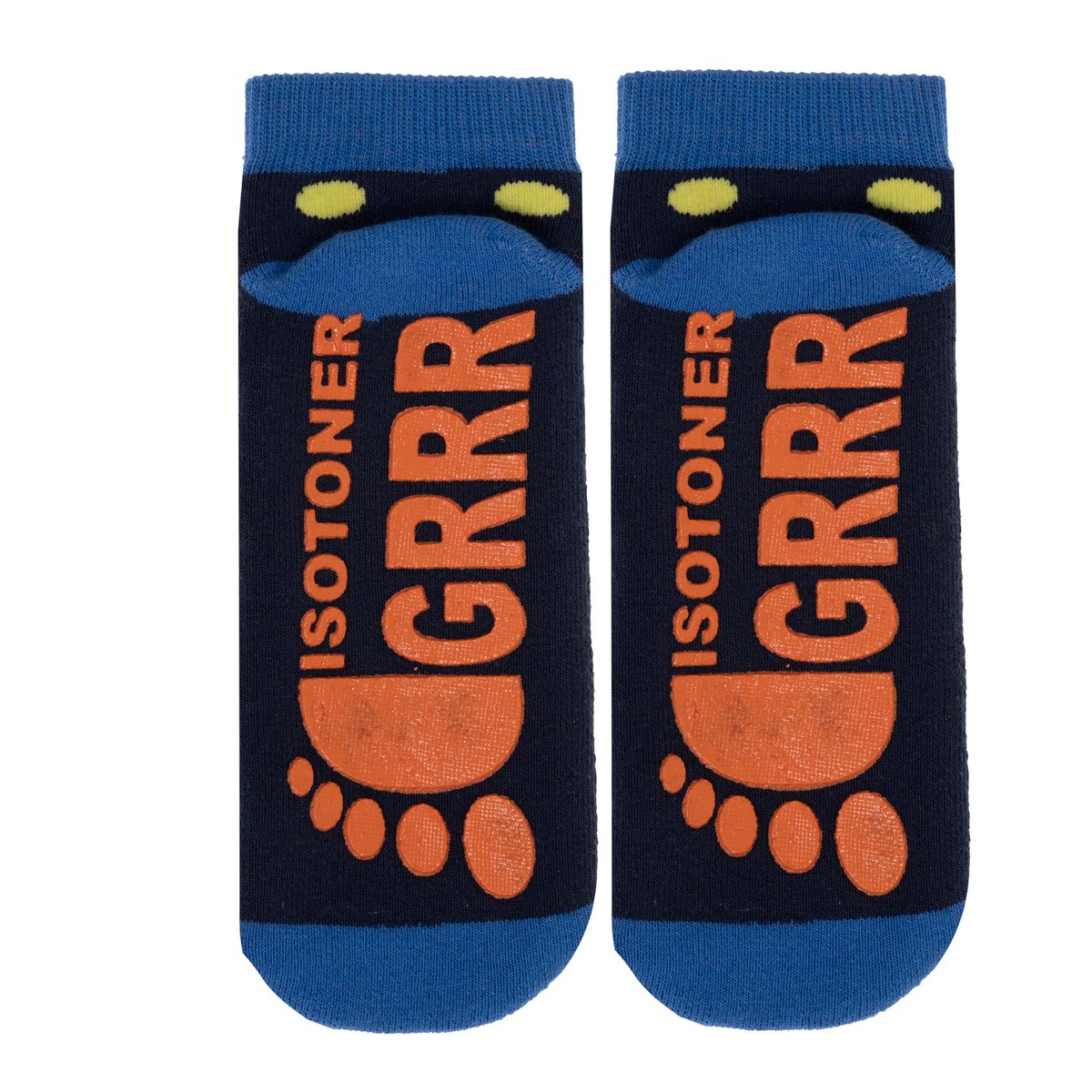 Chaussettes anti-dérapantes coton, picots antidérapants bleu, ISOTONER