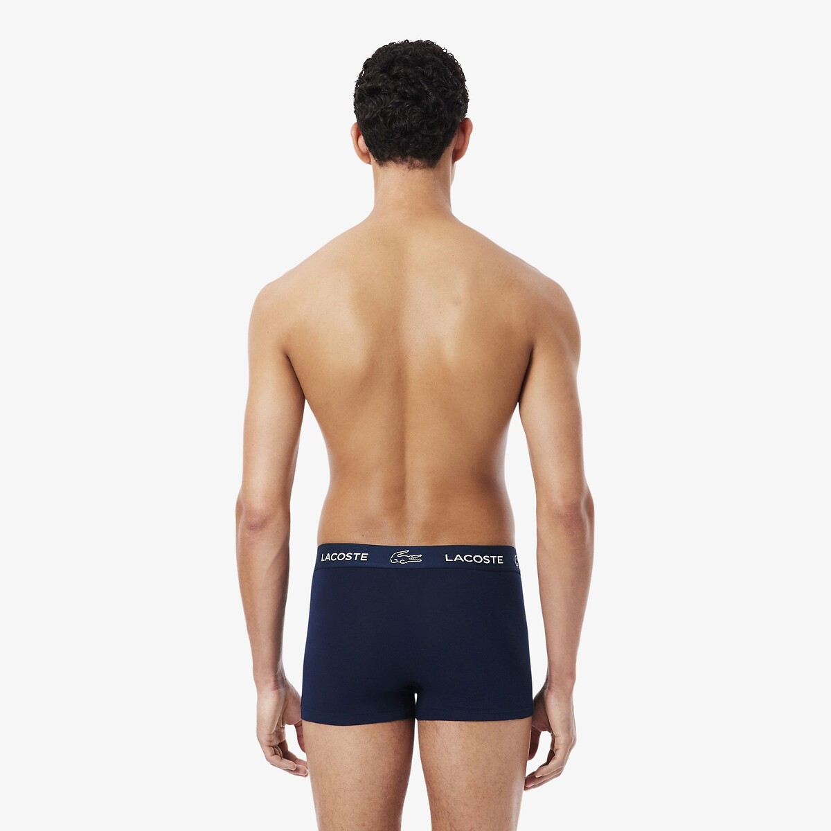 Pack of 3 Plain Cotton Stretch Hipsters navy+navy+navy, LACOSTE