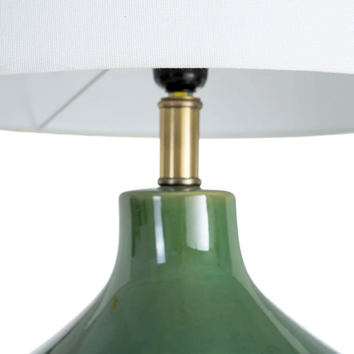 Lampe à poser en céramique verte et abat-jour lin blanc 35.5x35.5x68cm vert, WADIGA