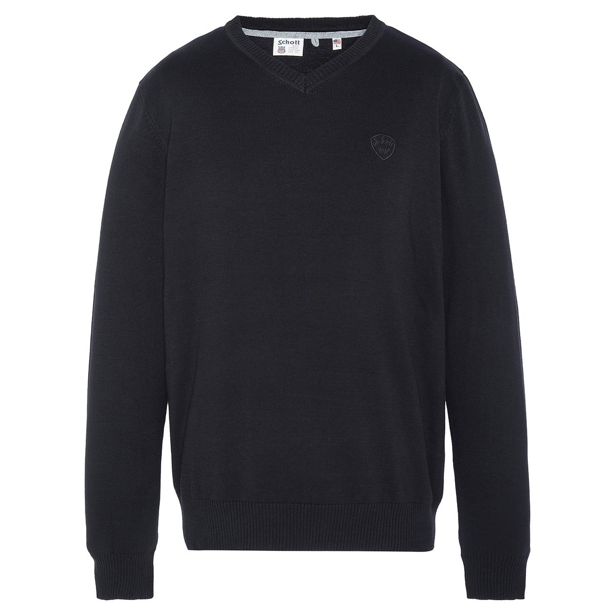 Pull fin col V noir, SCHOTT