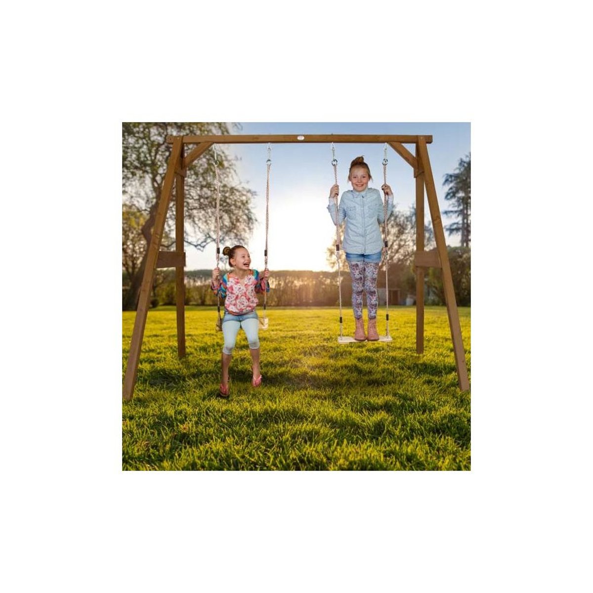 Portique en bois balançoire double Swing Double naturel, AXI