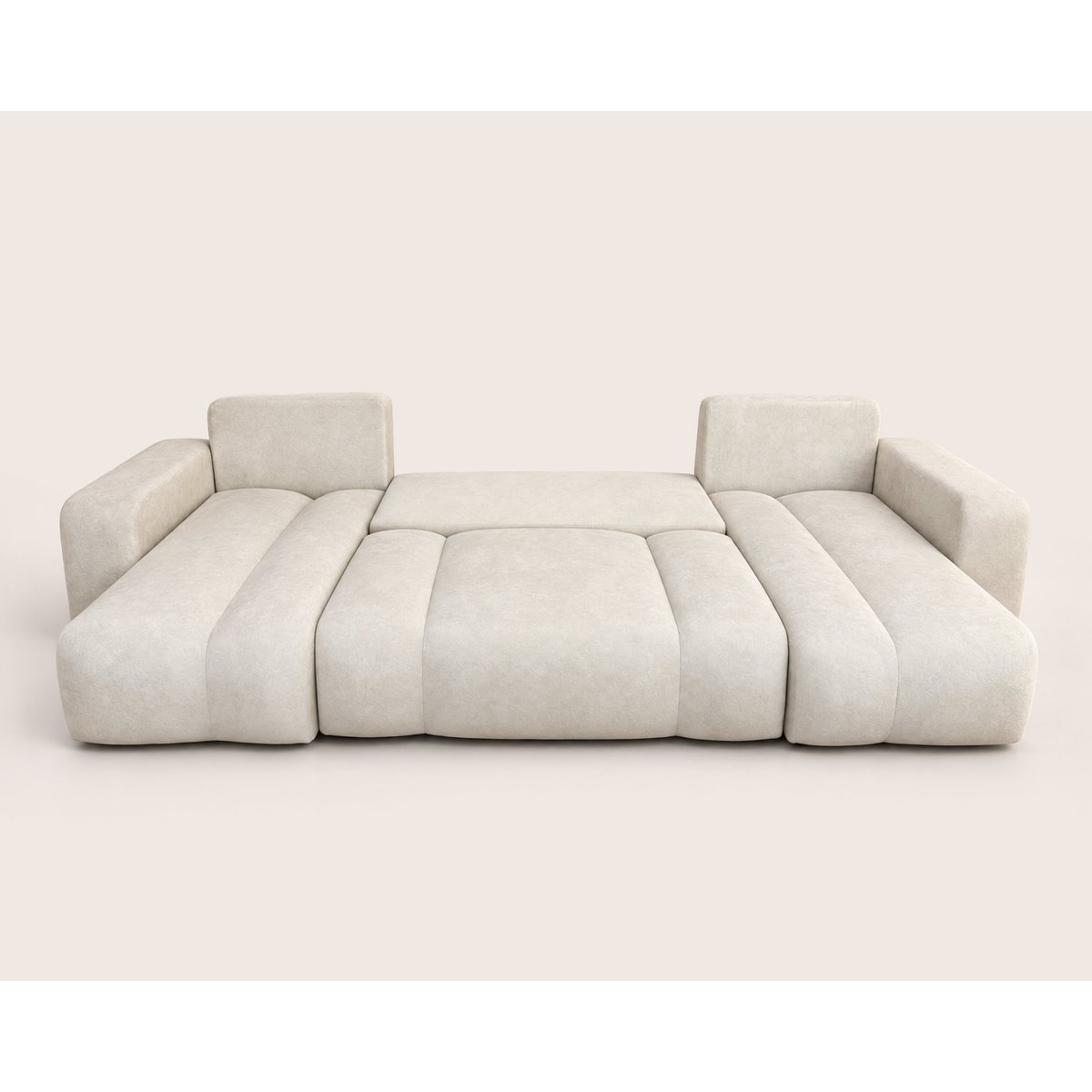 Canapé panoramique en U 7 places convertible avec, MANON beige, BEST MOBILIER