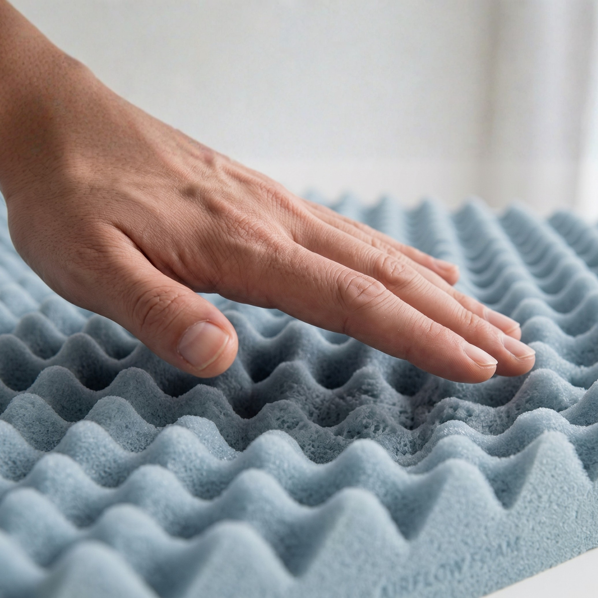 Surmatelas Mousse Gel Refresh 90x190 cmMémoire de forme avec gel thermorégulateur & Zonage de confort bleu, BELLECOUR