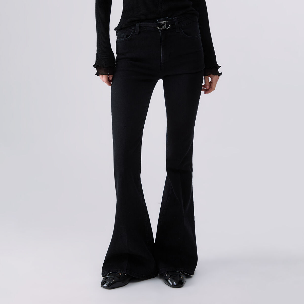 Jean bootcut taille haute denim noir, LIU JO
