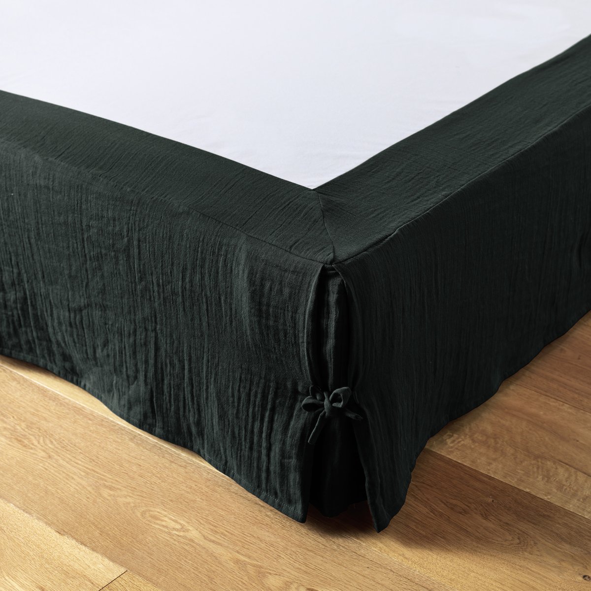 Cache sommier, en 100 % Gaze de coton, avec volant 30 cm sapin, EDEN