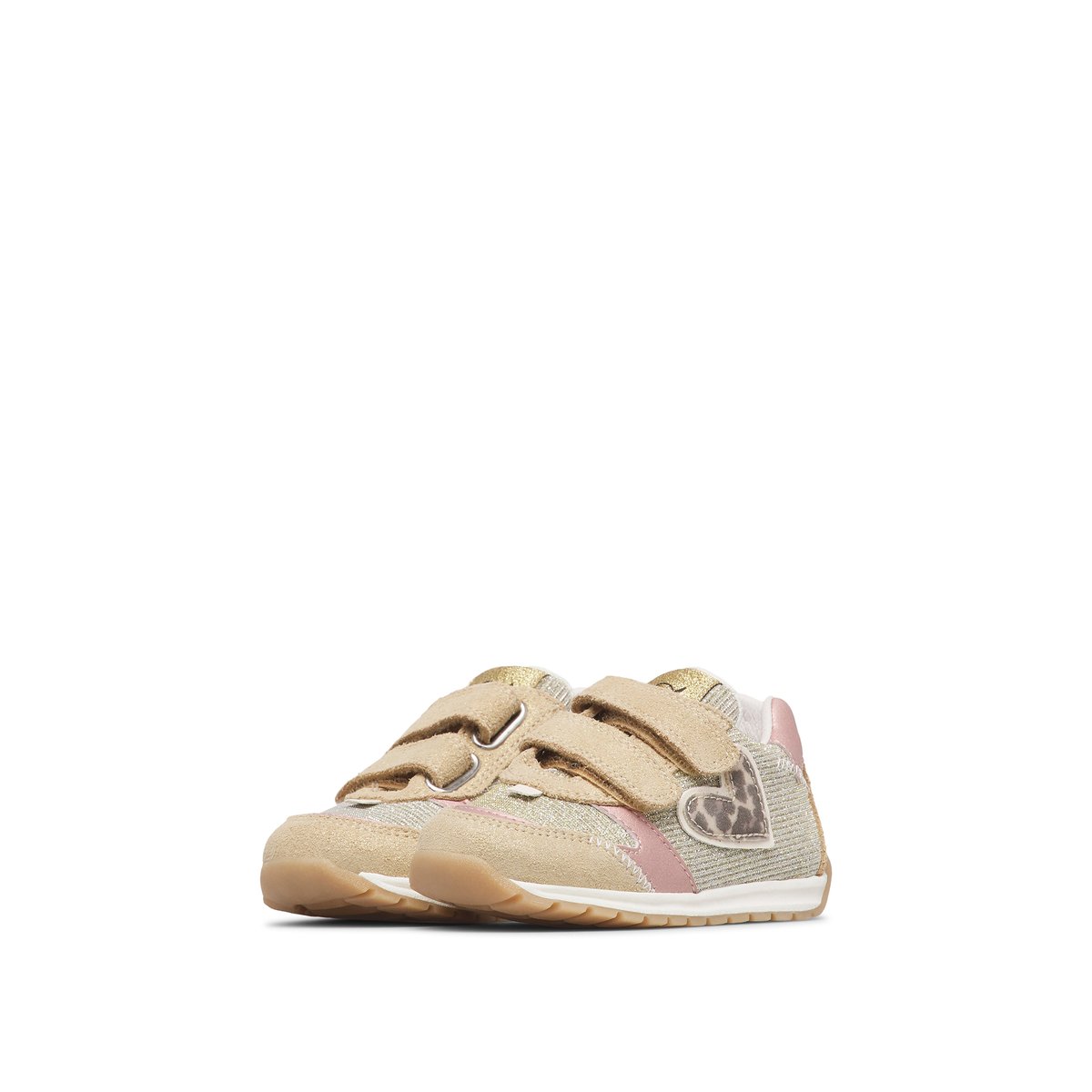 Sneakers en cuir et tissu avec paillettes QUELLY 4 VL. rose poudré-platine, NATURINO