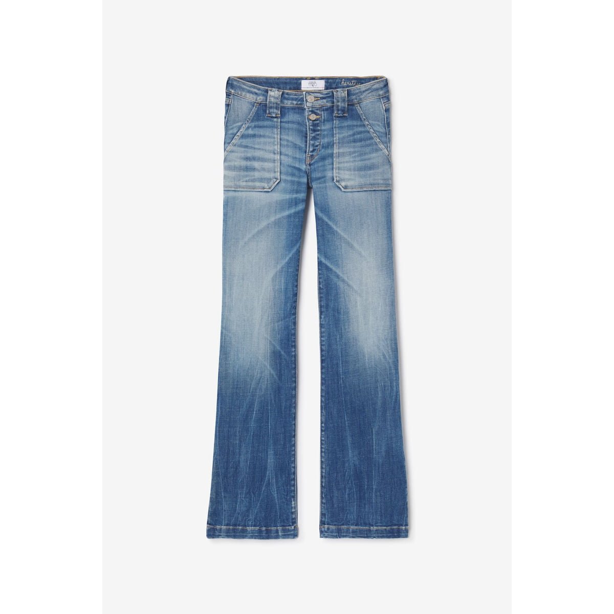 Jeans flare , longueur 34 blue, LE TEMPS DES CERISES