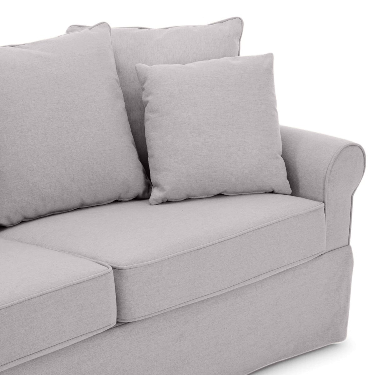 Canapé droit en polyester 3 places, MERIDITH gris clair, OVIALA