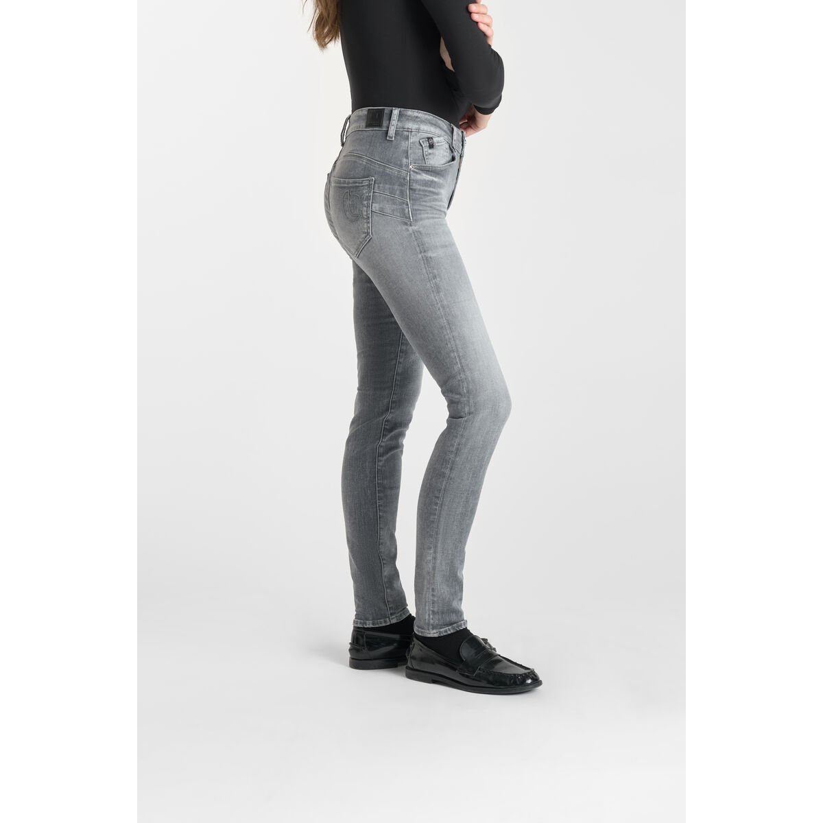 Jeans push-up slim taille haute PULP, longueur 34 grey, LE TEMPS DES CERISES