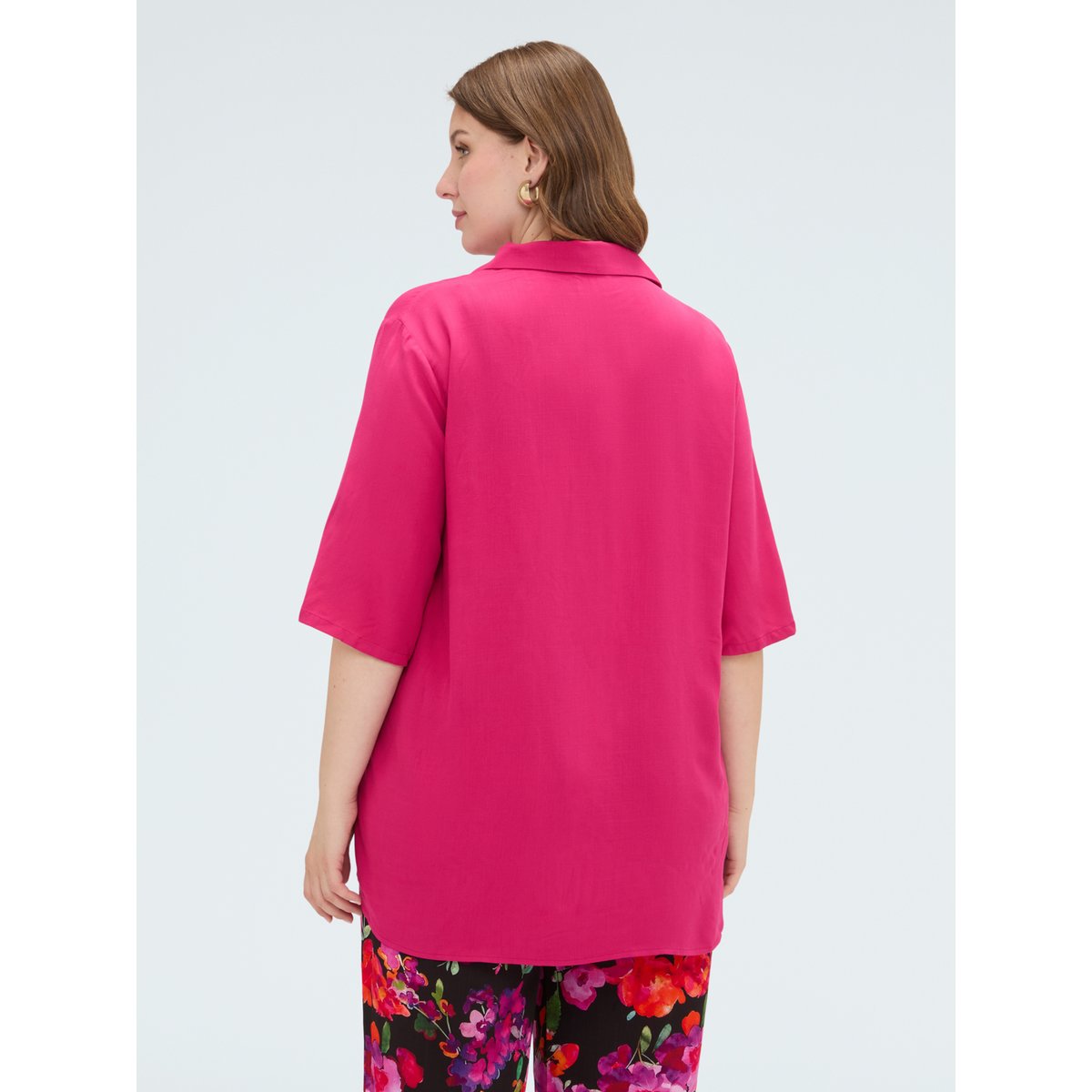 Blouse boxy avec col polo fuchsia, FIORELLA RUBINO