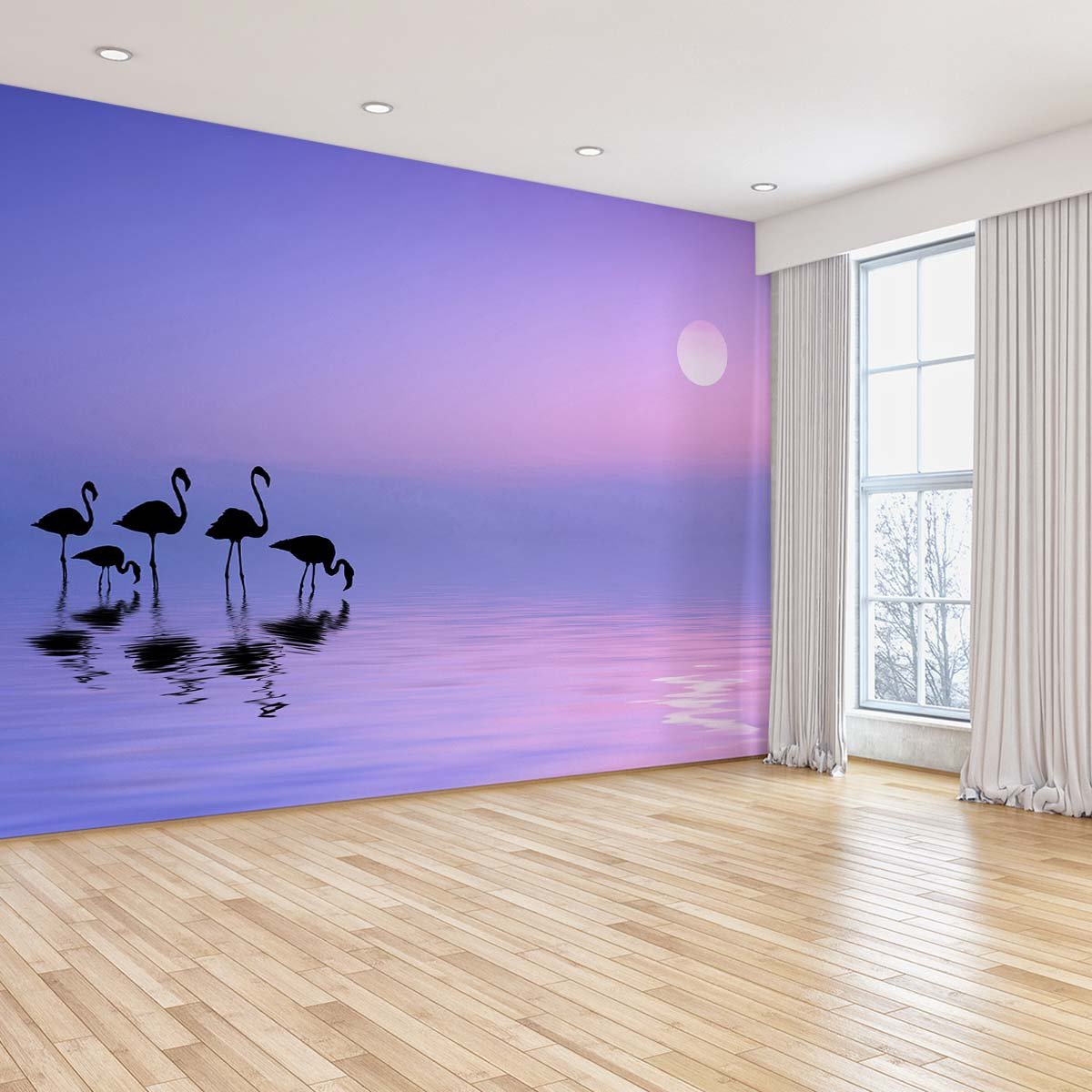 Papier peint panoramique flamingo miami intissé, HEXOA