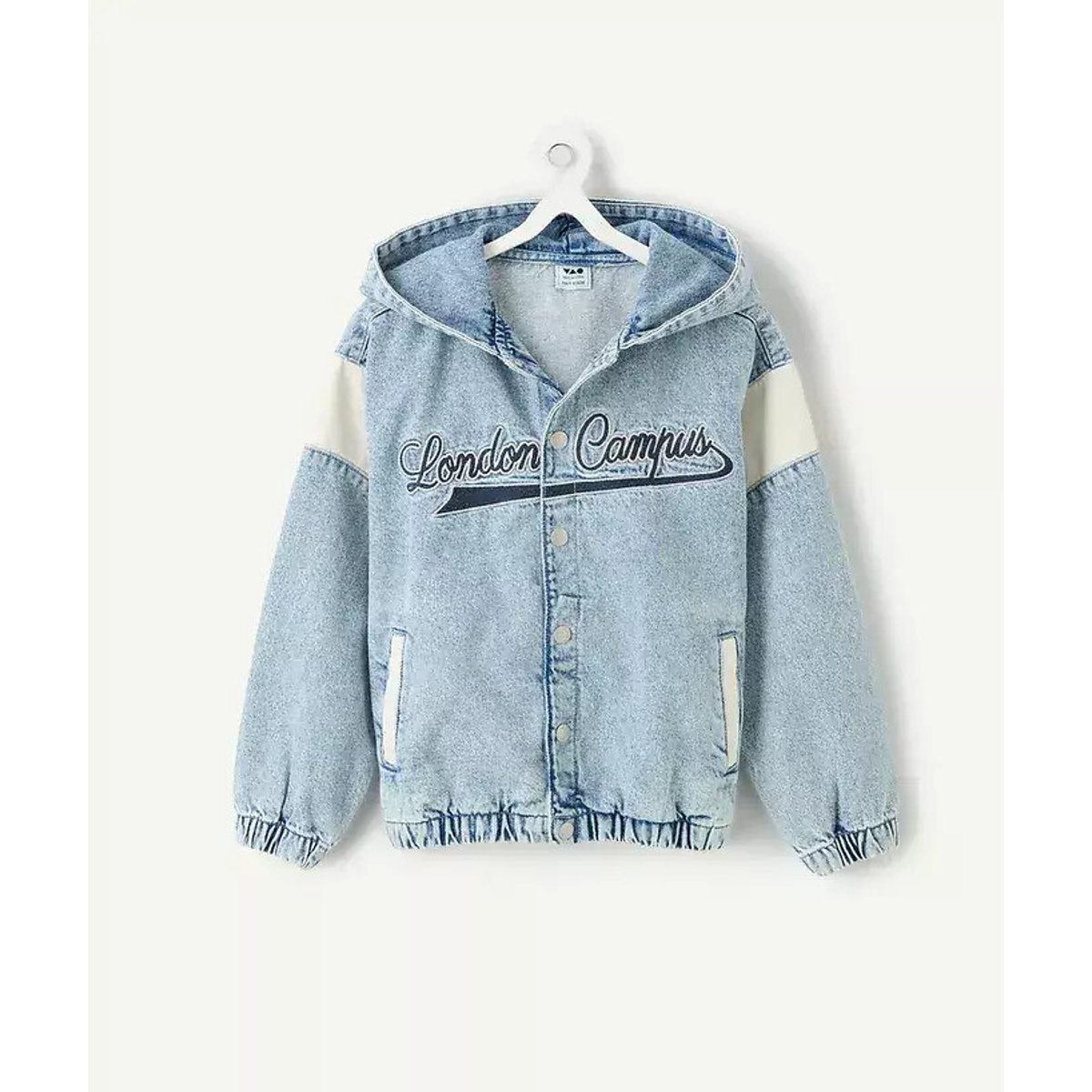 Giacca con cappuccio in denim denim, TAPE A L'OEIL