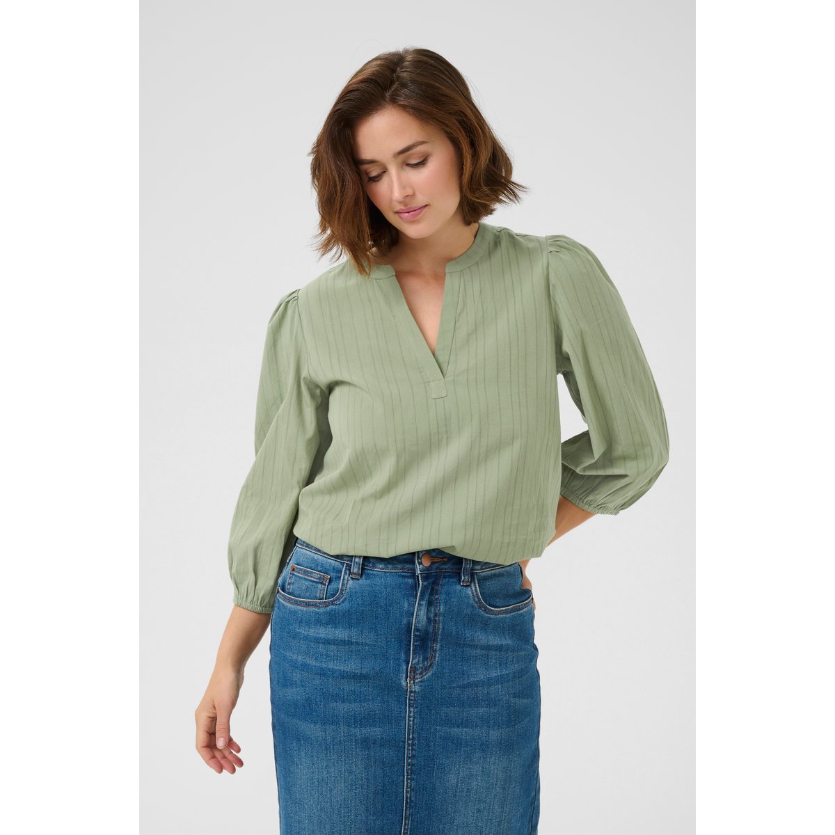 Blouse with long sleeve vert oil green, KAFFE