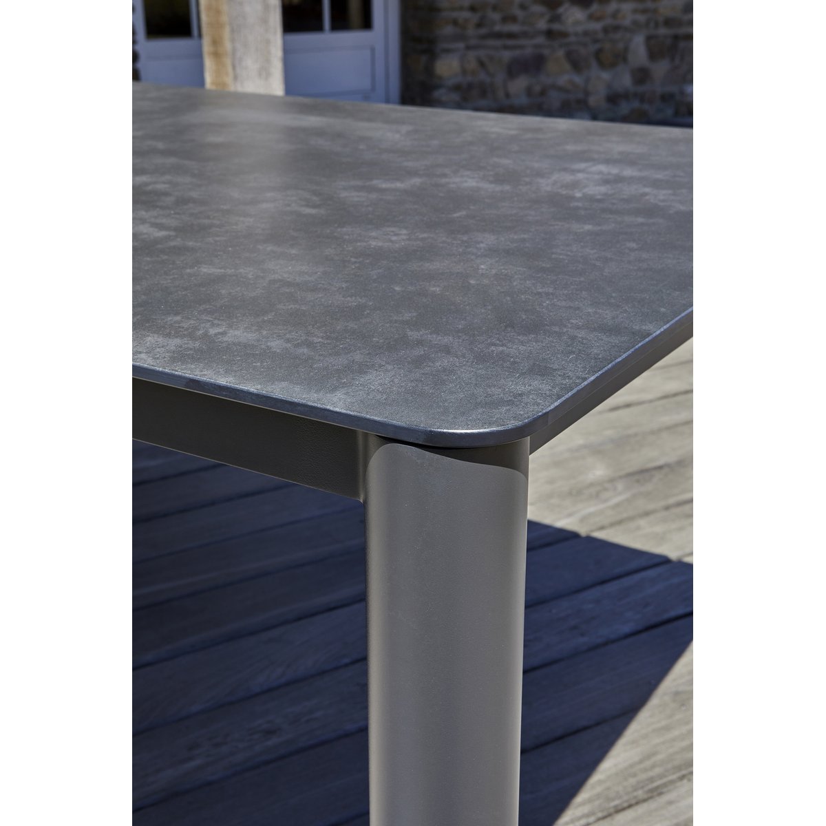 Table de jardin 8 places alu plateau céramique sur verre CAMARGUE gris anthracite, PARIS GARDEN