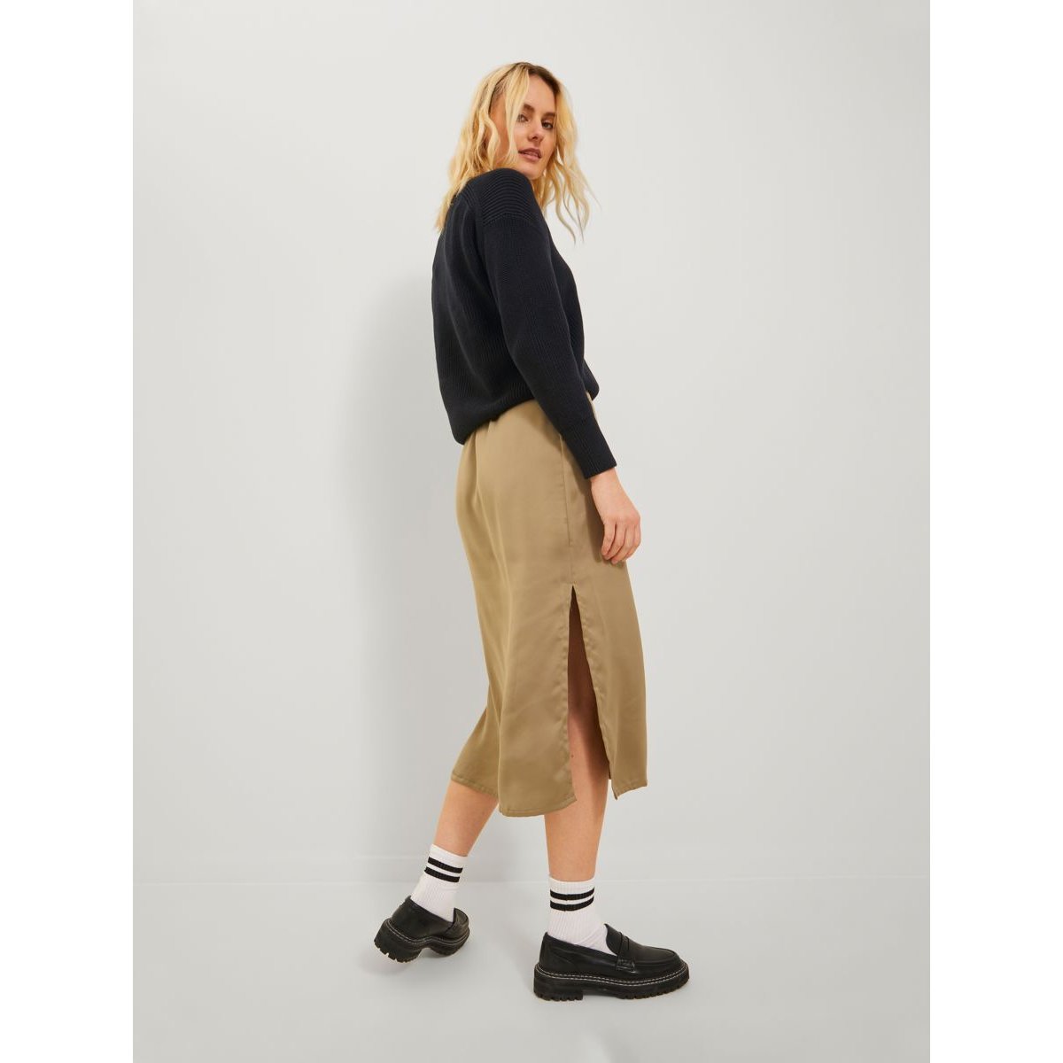 Pull col rond en fine maille noir, JJXX