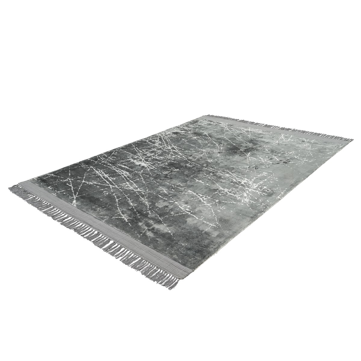 Tapis salon et chambre moderne à franges VITA gris, NOVATREND