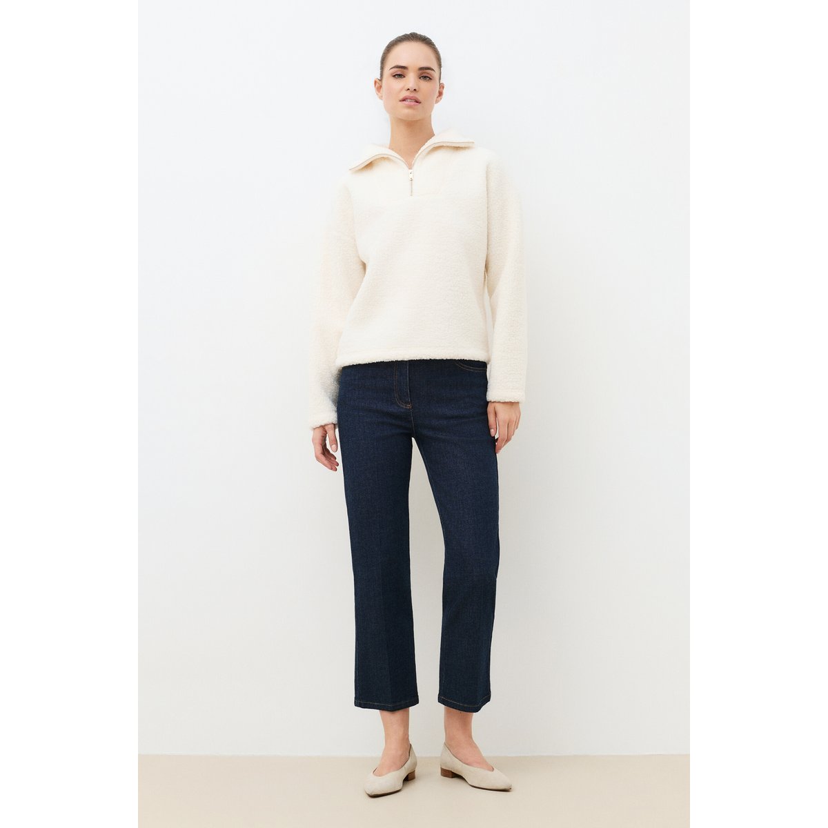 Sweat droit col camionneur TLEANDRO ecru, CAROLL