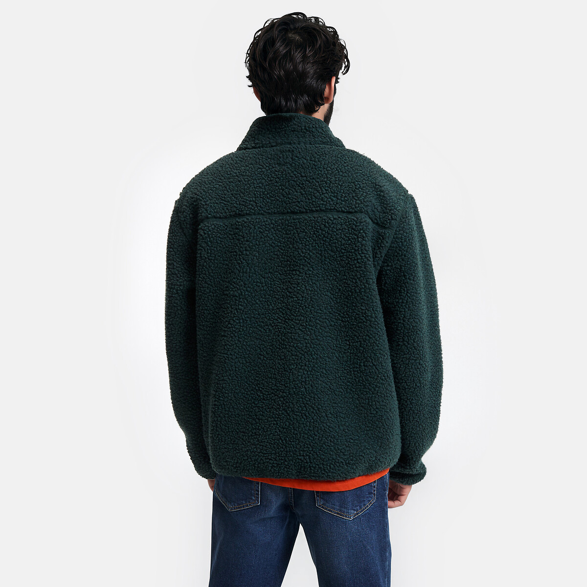 Sweatshirt mit hochgeschlossenem Reissverschlusskragen aus Sherpa dunkelgrün, LA REDOUTE COLLECTIONS