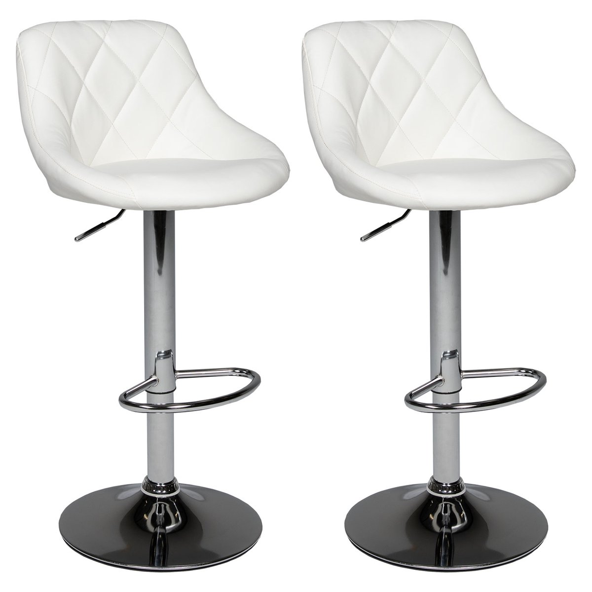Lot de 2 tabourets de bar, JASPER blanc, métalique, HAPPY GARDEN