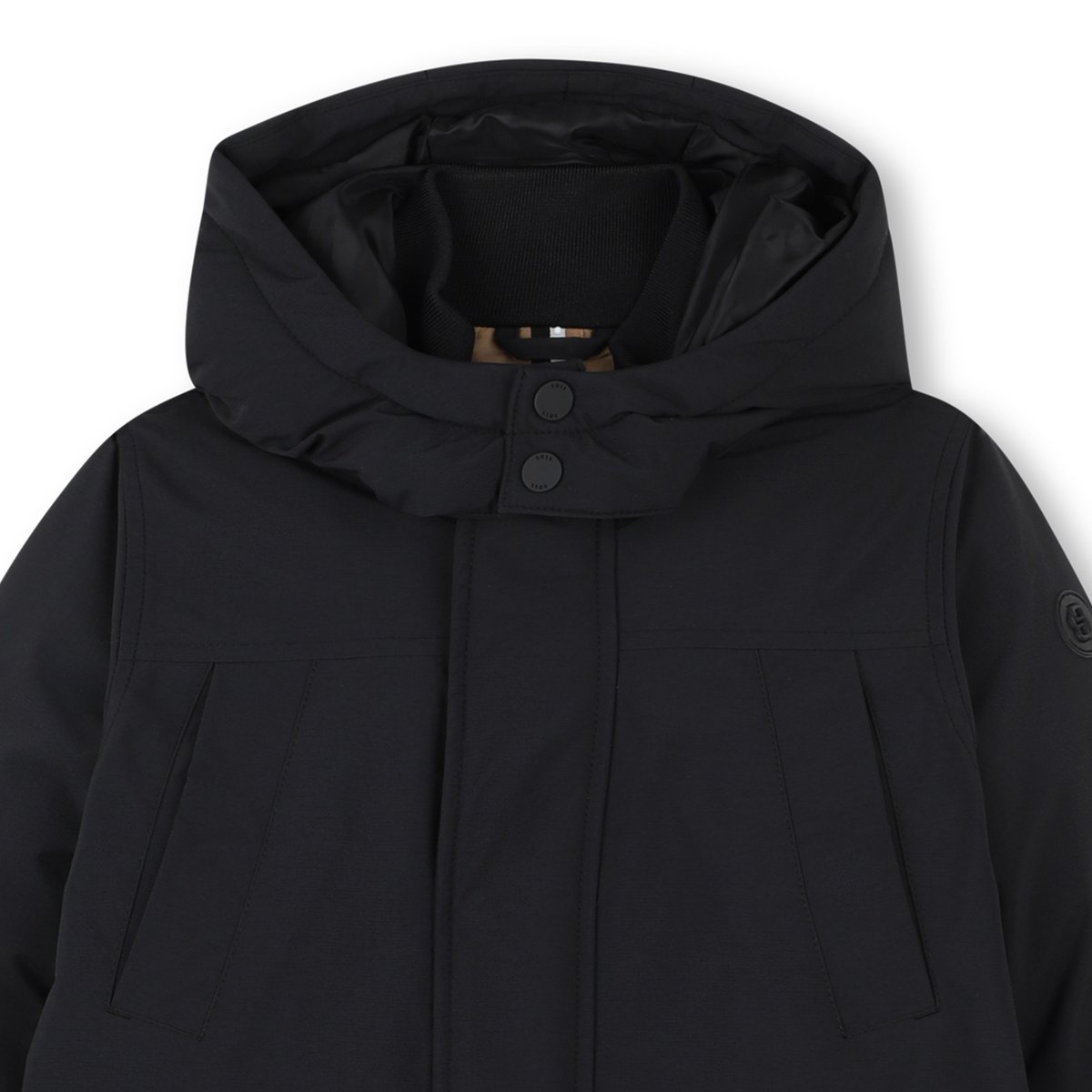 Parka lungo con cappuccio black, BOSS KIDSWEAR