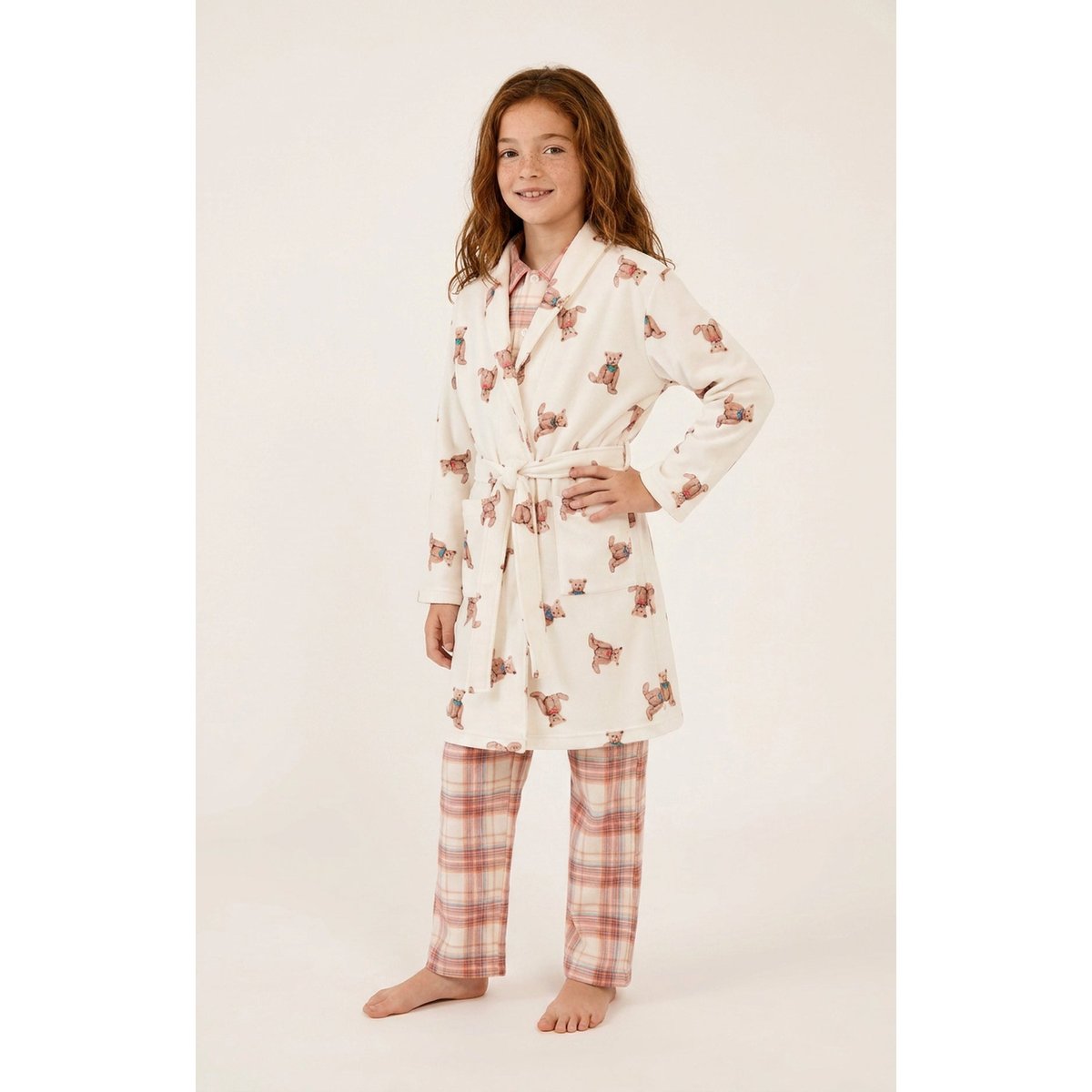 Robe de chambre enfant imprimé Old Teddy ivoire, ARTHUR
