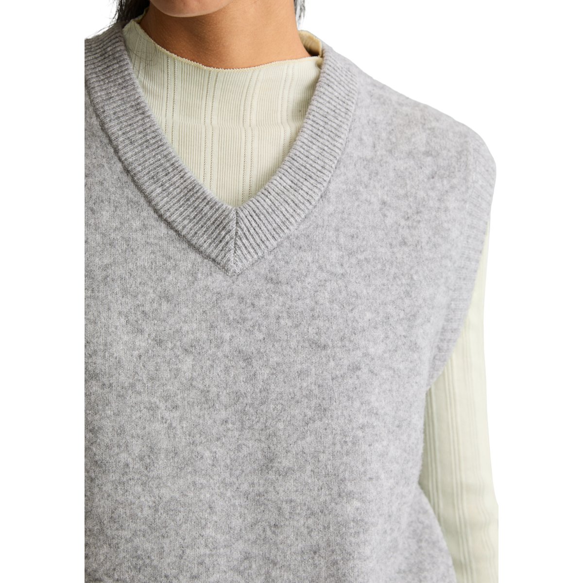 Gilet sans manches coupe classique en laine vierge douce gris, MARC O’POLO DENIM