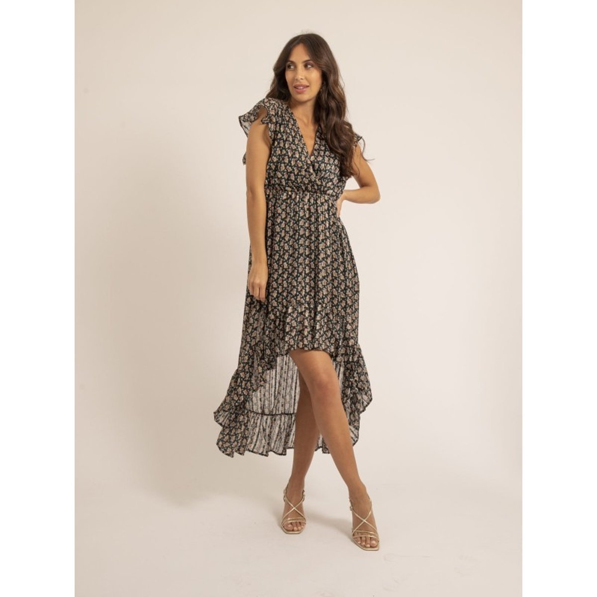 Robe Longue Motifs Igalie noir, DONA LISA