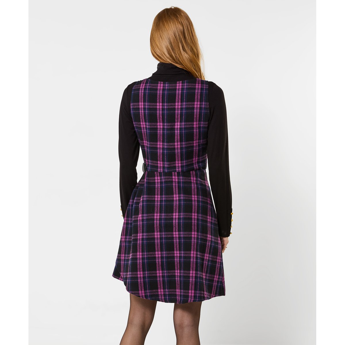 Robe Courte à Carreaux à Boucle Rita violet, JOE BROWNS