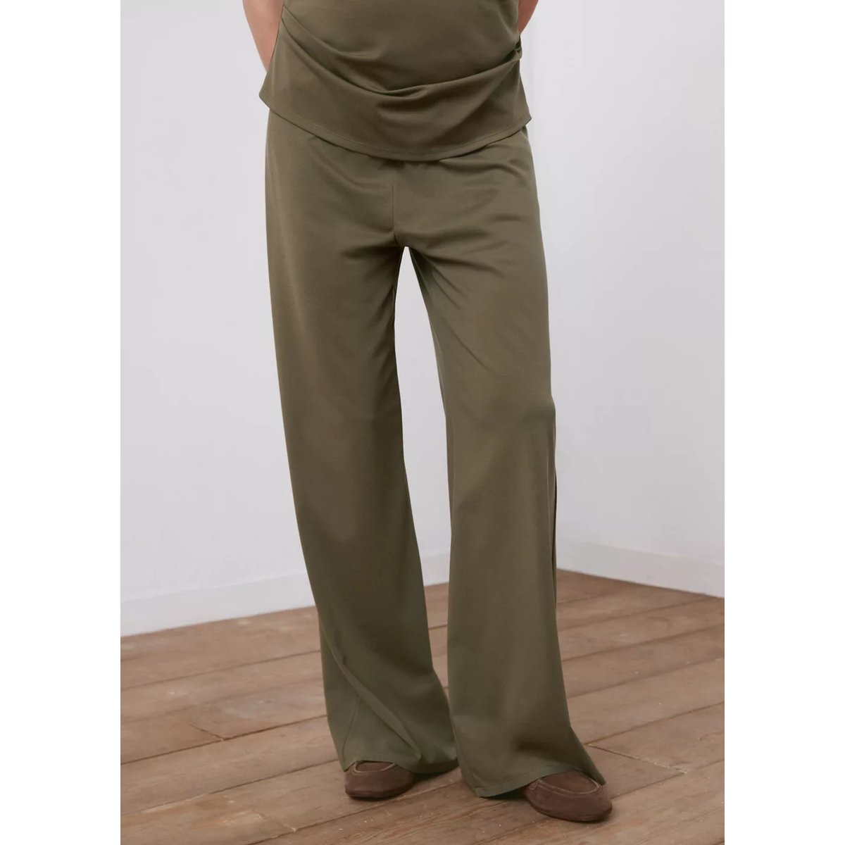 Pantalon droit de grossesse kaki, MANGO